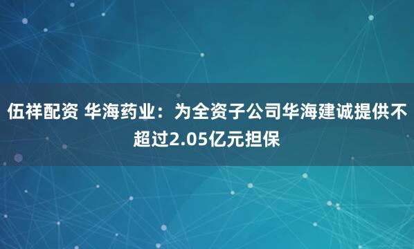 伍祥配资 华海药业：为全资子公司华海建诚提供不超过2.05亿元担保