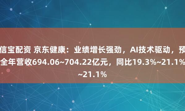 恒信宝配资 京东健康：业绩增长强劲，AI技术驱动，预测全年营收694.06~704.22亿元，同比19.3%~21.1%